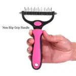 Pet Grooming Brush – Double Sided Shedding And Dematting Undercoat Rake Comb - Image 12